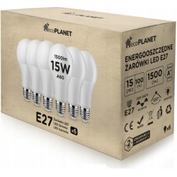 EcoPlanet 6x LED žárovka E27 A60 15W 1500Lm studená bílá
