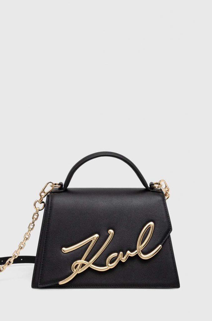 Karl Lagerfeld kožená kabelka černá 240W3003