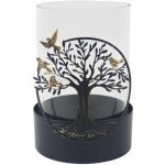 Svícen na čajové svíčky strom života, sklo, kov, ø 9,5 × 12 cm, na 1 svíčku K4522 – Zboží Dáma