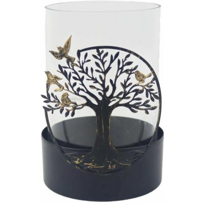 Svícen na čajové svíčky strom života, sklo, kov, ø 9,5 × 12 cm, na 1 svíčku K4522 – Zboží Dáma