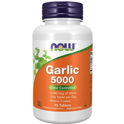 Now Foods NOW Garlic 5000 mcg alicinu, česnekový olej bez zápachu, 90 enterosolventních tablet