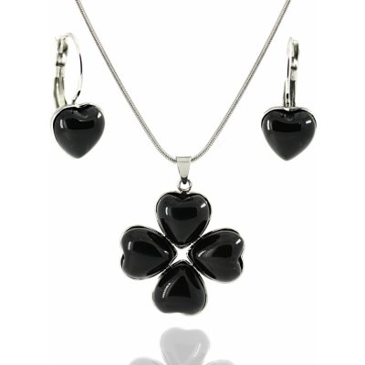 Foxette Černá achátová souprava šperků srdce Žlutá JF_0192 – Sleviste.cz