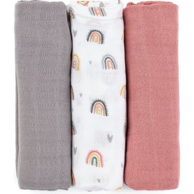 Petite&mars Moussy 68 x 68 cm 3ks Moussy Rose Rainbows 68 x 68 cm – Sleviste.cz