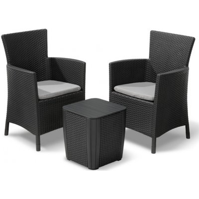 408935 Allibert Třídílný set zahradního nábytku "Iowa" grafitový 223929 – Hledejceny.cz