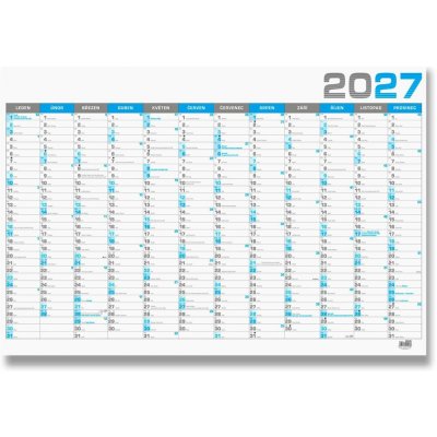 Nástěnný roční B1 964 x 670 mm modrý 2027 – Zboží Mobilmania