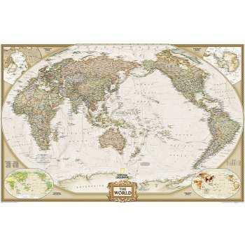 National Geographic Svět - nástěnná mapa Pacific Executive 112 x 76 cm Varianta: bez rámu v tubusu, Provedení: laminovaná mapa v lištách