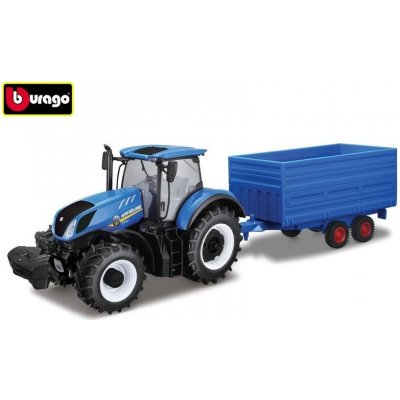 Bburago Kovový model Farm Traktor New Holland s vlečkou na seno 1:32