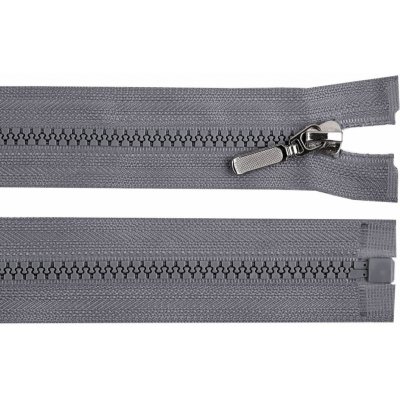 Zip kostěný dělitelný No 5 délka 70 cm - bundový s ozdobným jezdcem barva 319 šedá ocelová – Hledejceny.cz