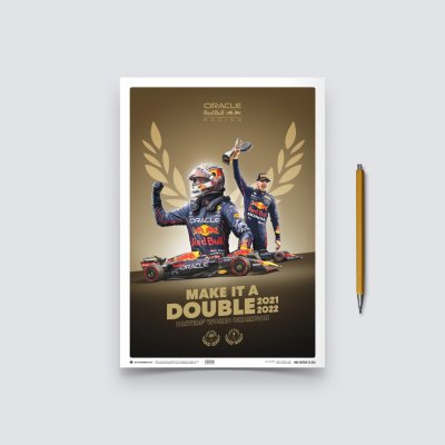 Automobilist Posters | Oracle Red Bull Racing - Make It A Double - Max Verstappen - 2022 F1® World Drivers' Champion, Mini Edition, 21 x 30 cm – Zboží Mobilmania