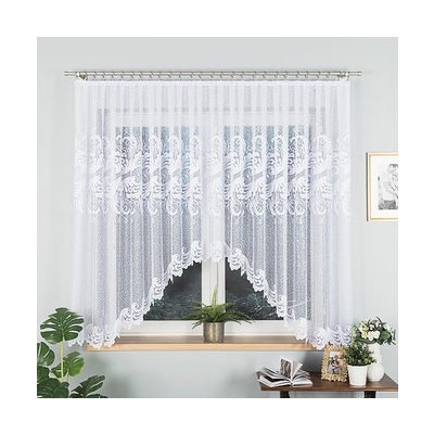 Dekorační oblouková krátká záclona na žabky IWONA 160 bílá 400x160 cm MyBestHome – Hledejceny.cz