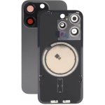 Kryt Apple iPhone 15 Pro Sklo Zadního Housingu + Sklíčko Kamery + Kovová Destička + Magsafe Magnet černý – Zboží Živě