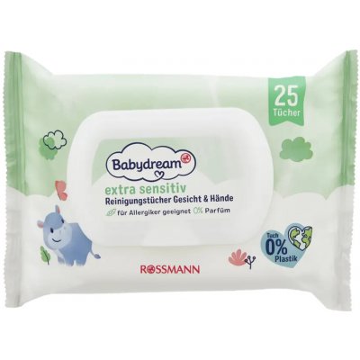 Babydream Vlhčené ubrousky na obličej a ruce 25 ks – Hledejceny.cz