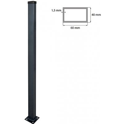 EKOfence plotový sloupek 60x40mm s patkou ZnPVC 1600mm antracit – Hledejceny.cz