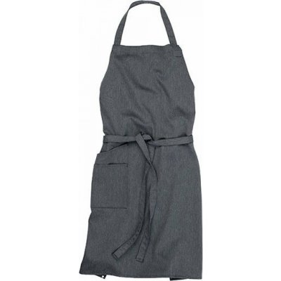 CG Workwear Klasická gastro zástěra s laclem z pevné tkaniny střední kapsa na drobnosti šedá melange – Hledejceny.cz