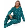Zelené luxusní hřejivé pyžamo pro plnoštíhlé ženy či dívky VZOR HVĚZDIČKY 1z1607 zelená