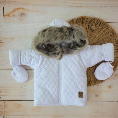 Z&Z Luxusní zimní dětská bundička s košešinou / kabátek s bavlněnou podšívkou zateplený prošívaný Bílá – Zboží Mobilmania