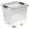 Úložný box OKT Crystal plastový box s víkem 30 l průhledný kolečka 38x36x37 cm