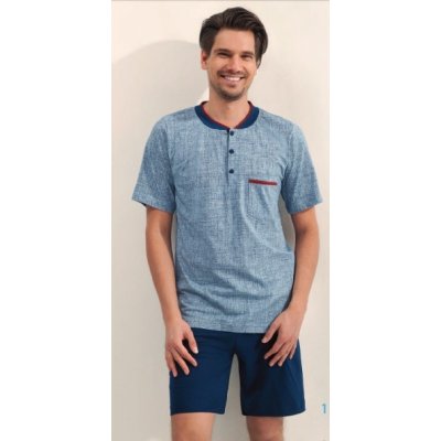 Pánské pyžamo krátké šortky Luna krátké jeans modrá Grafit – Zboží Mobilmania