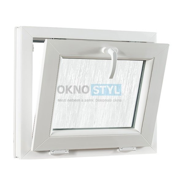 okno Oknostyl Sklopné plastové okno PREMIUM- sklo kůra 600 x 550 mm barva Bílá