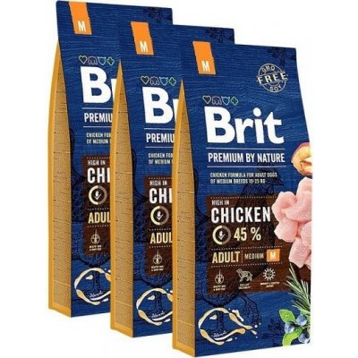 Brit Premium by Nature Adult M 3 x 15 kg – Zboží Mobilmania