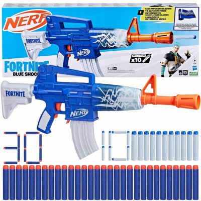 VYSTŘELOVAČ NERF FORNITE BLUE SHOCK PĚNOVÉ ŠIPKY 30 KS MODRÝ – Zboží Mobilmania