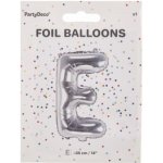 PARTYDECO Balón foliový písmeno E 35 cm stříbrný NELZE PLNIT HELIEM – Zbozi.Blesk.cz
