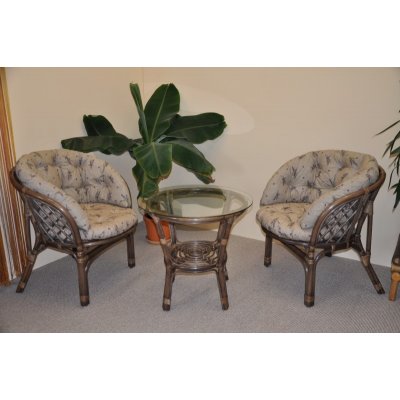 Ratanová sedací souprava Bahama hnědá 2+1, polstr MAXI levandule – Zboží Dáma