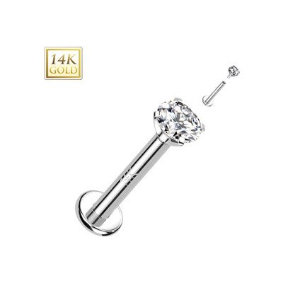 Šperky4U zlatý piercing do brady labreta zirkon ZL01245-1206-WG – Zboží Mobilmania