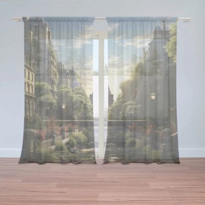 Záclony Paříž Eifellova věž Art: 2 ks - 150x250 cm - Sablio – Hledejceny.cz