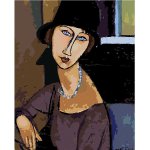 Diamondi Diamantové malování JEANNE HÉBUTERNE S KLOBOUKEM A NÁHRDELNÍKEM AMEDEO MODIGLIANI 40 x 50 cm bez rámu a bez vypnutí plátna – Sleviste.cz