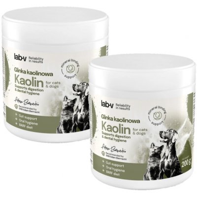 Lab-v Kaolin podpora střev a ústní hygieny pro psy a kočky 2 x 200 g – Hledejceny.cz