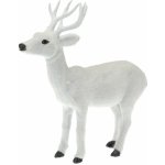 Plastová dekorace s imitací srsti Bílý jelen 26,5 cm