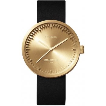 LEFF TUBE WATCH D42 / BRASS WITH BLACK LEATHER STRAP