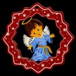 AMADEA Dřevěná ozdoba barevná vločka s andělem 6 cm – Zboží Dáma