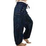 Glara Stylové volné kalhoty se zajímavým vzorem modré – Hledejceny.cz