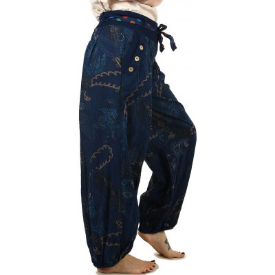 Glara Stylové volné kalhoty se zajímavým vzorem modré – Hledejceny.cz