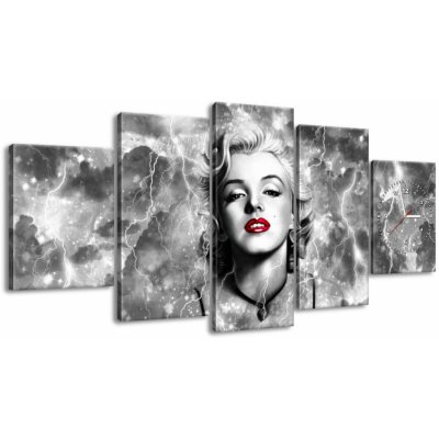 Gario Obraz s hodinami Elektrizující Marilyn Monroe - 5 dílný Rozměry: 150 x 70 cm – Zboží Mobilmania