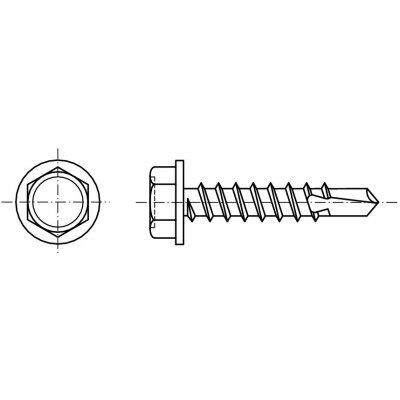 PROFISTYL DIN 7504K šroub samovrtný šestihranná hlava s límcem pozink Varianta: DIN 7504K šroub samovrtný 6HR s lím.ZB 6,3x25 – Zbozi.Blesk.cz