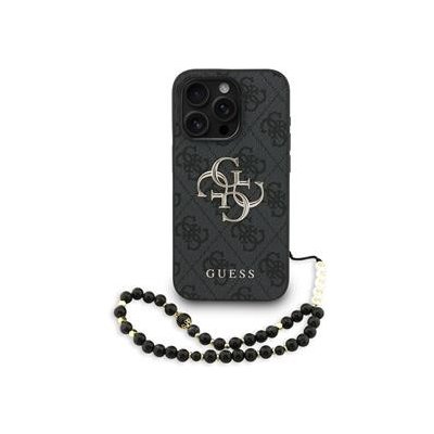 Guess PU 4G Metal Logo Strap Zadní Kryt pro iPhone 15 Pro Max Black – Zboží Mobilmania