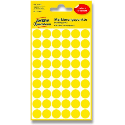 Avery Zweckform Etikety na různá značení 270 ks žluté 12 mm kulaté 3144 – Zboží Mobilmania