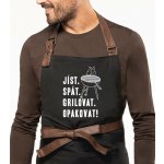 Kariban HobbyTriko Zástěra na grilování EXCLUSIVE Jíst. Spát. Grilovat. Opakovat! Černošedá – Hledejceny.cz