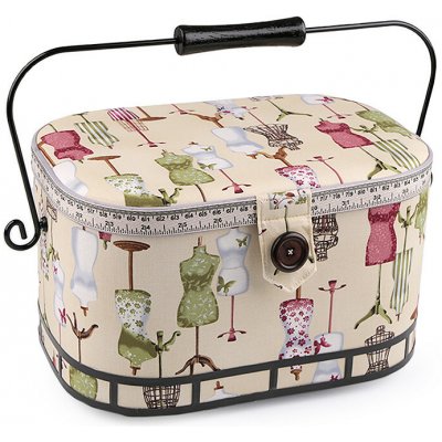 Kazeta / košík na šití čalouněný Varianta: 3 /612250 béžová nejsv., Balení: 1 ks – Zboží Dáma