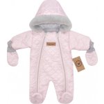 Z&Z Zimní prošívaná kombinéza s kožešinou a kapucí rukavičky sv.růžová – Zboží Dáma