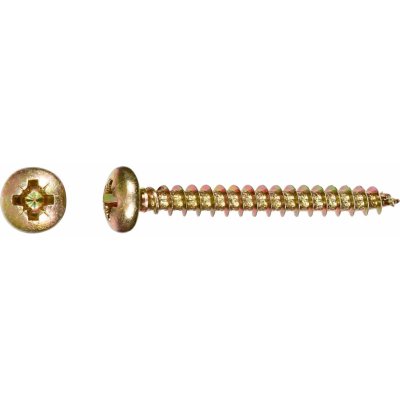 Uni vrut s půlkulatou hlavou PZ2 plný závit žlutě pozinkovaný 4,5 x 30 mm, 20 ks – Hledejceny.cz
