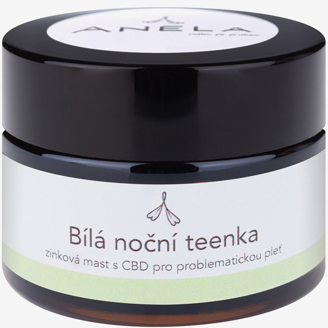Anela Bílá noční teenka CBD zinkový krém na akné či ekzém 30 ml