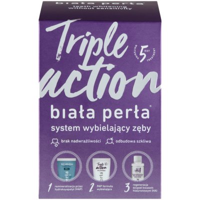 Biała Perła Triple Action sada na bělení zubů: gel 50 ml + tekutina 100 ml + pasta 30 ml – Zboží Dáma