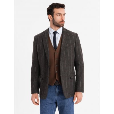 Ombre Men's elegant plaid blazer with wool blend graphite černá – Zboží Dáma
