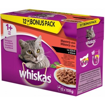 Whiskas 1+ Adult klasický výběr v omáčce 12 x 85 g