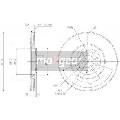 Brzdový kotouč VW přední GOLF 4 A3 312X25 986478467 MAXGEAR