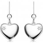 Šperky eshop náušnice ze stříbra vypouklé srdce s hvězdicovým výřezem a čirým briliantem T09.06 – Zboží Mobilmania